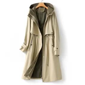 Adèle | Trench à capuche avec taille à cordon et manches raglan