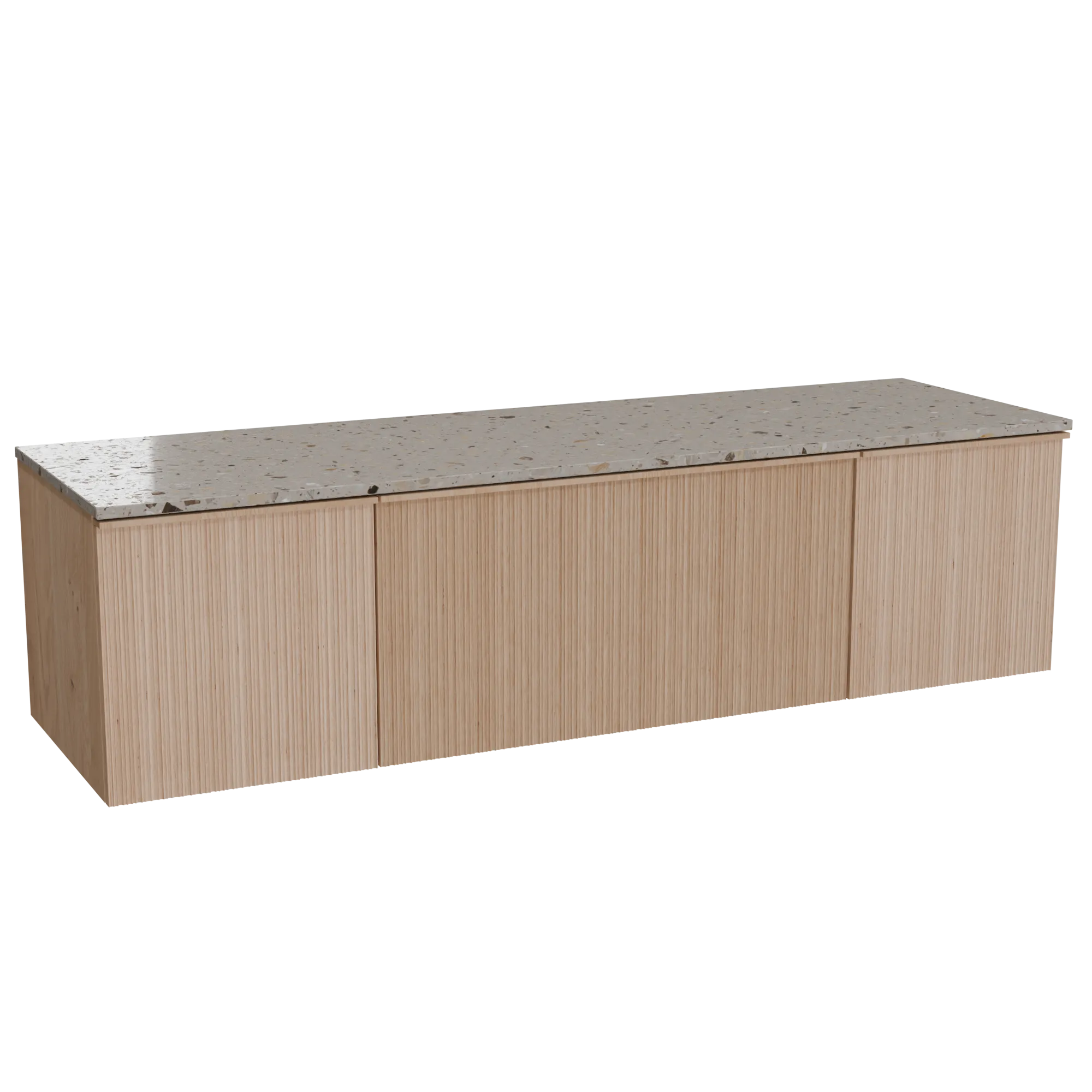 Balmani Forma meuble salle de bains suspendu 180 x 55 cm chêne naturel avec Stretto tablette simple ou double en terrazzo greige