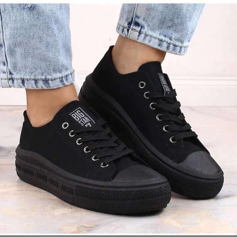 Baskets pour femmes sur la plate-forme noire Big Star LL274A176 le noir