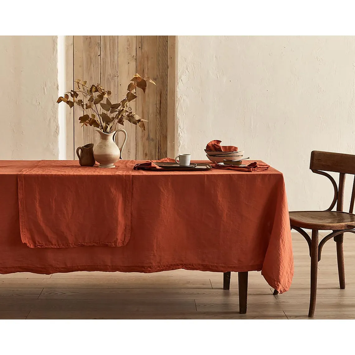 Chemin de Table en Coton BIO  et Chanvre Terracota | 3 Suisses