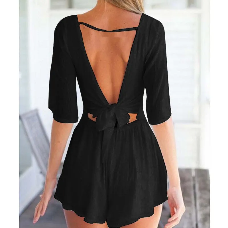 Combinaison Short - Dos nu V - Manches mi-longues