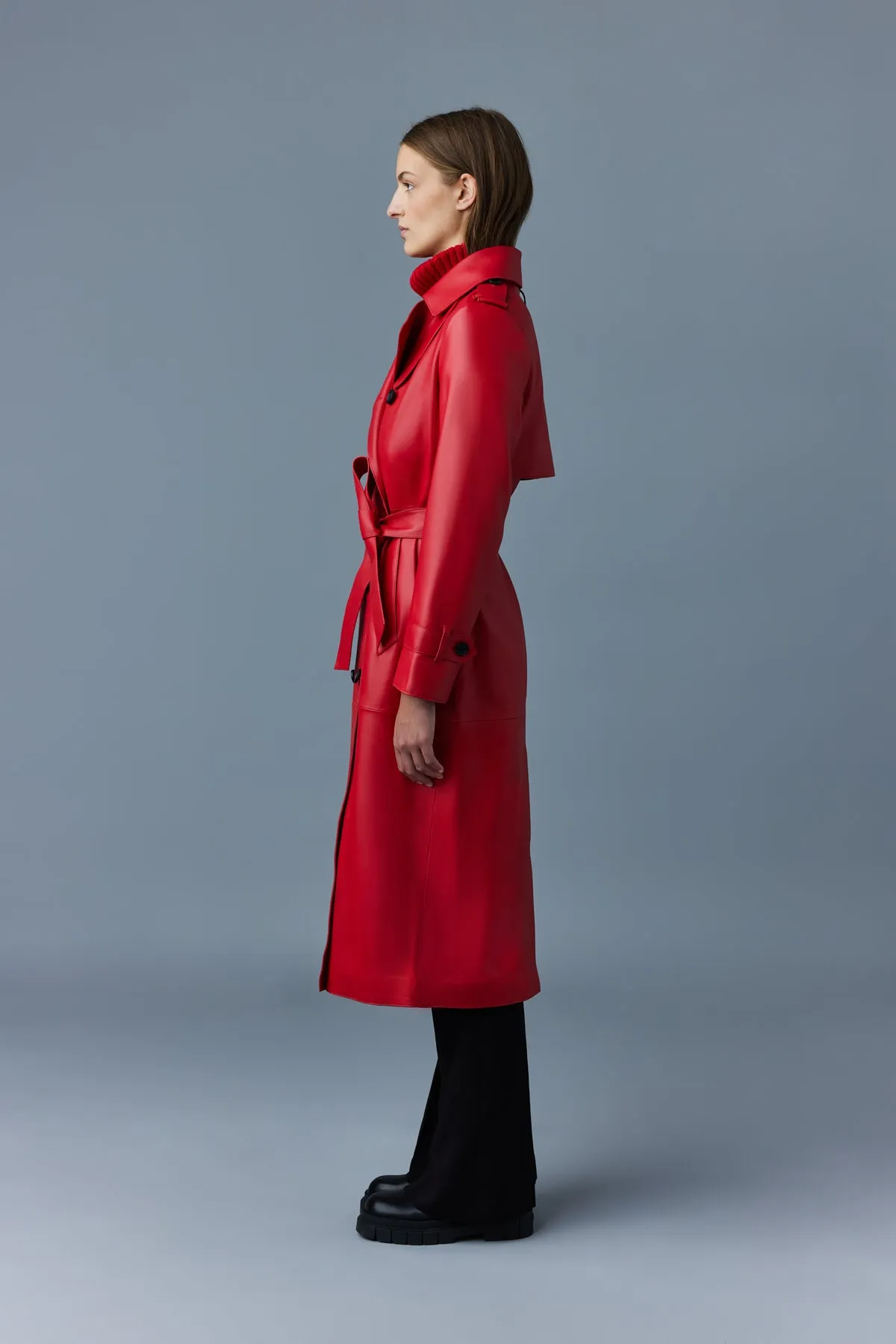 GAEL-V Trench en cuir maxi