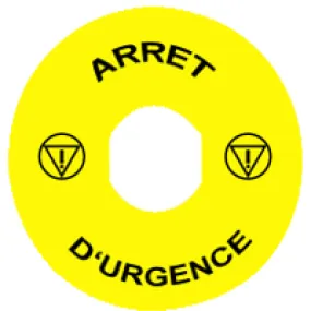 Harmony étiquette circulaire Ø90mm jaune - logo EN13850 - ARRET D'URGENCE - ZBY8130
