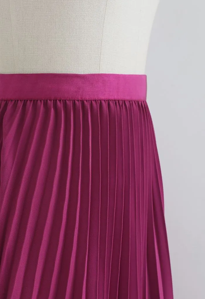Jupe mi-longue plissée Simplicity en magenta