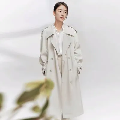 Manteau Trench Imperméable pour femme avec attaches manches en noeud