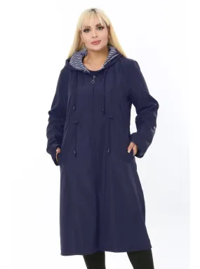 Navy Blue - Plus Size Trench coat - Arıkan