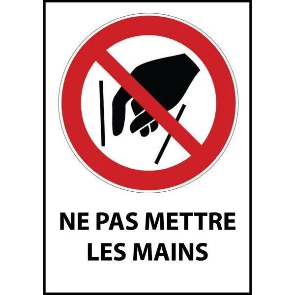 Panneau 'ne pas mettre les mains' p015 pvc dos adhésif a5