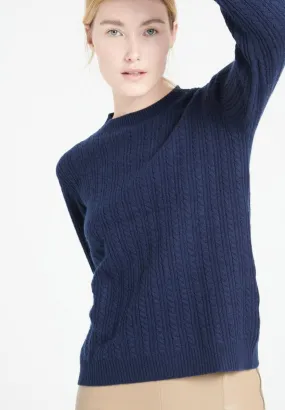 Pull col rond cachemire 4 fils bleu marine femme - LILLY 29