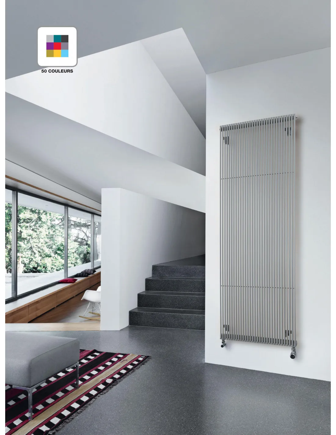 Radiateur eau chaude Striane vertical simple couleur 784W horizontal 2200 mm / L 269 mm Acova HT-220-026C