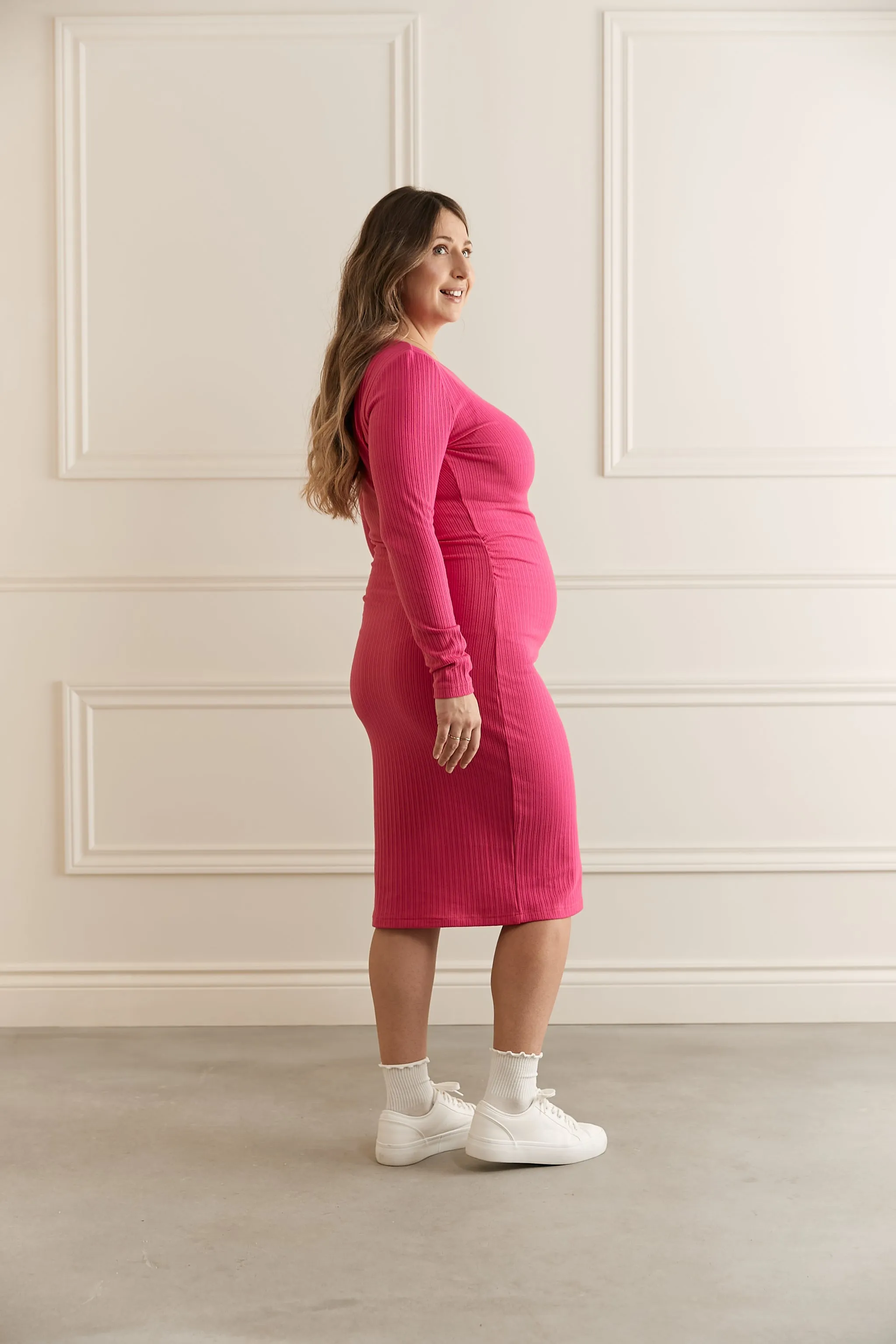 Robe mi-longue ajustée maternité - MO005