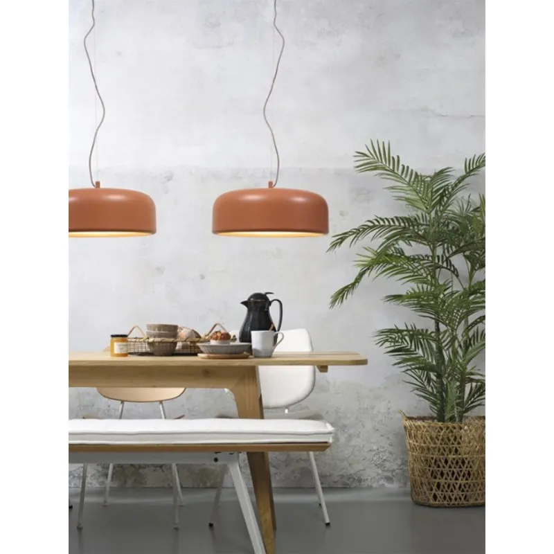 Suspension design circulaire en métal terracotta