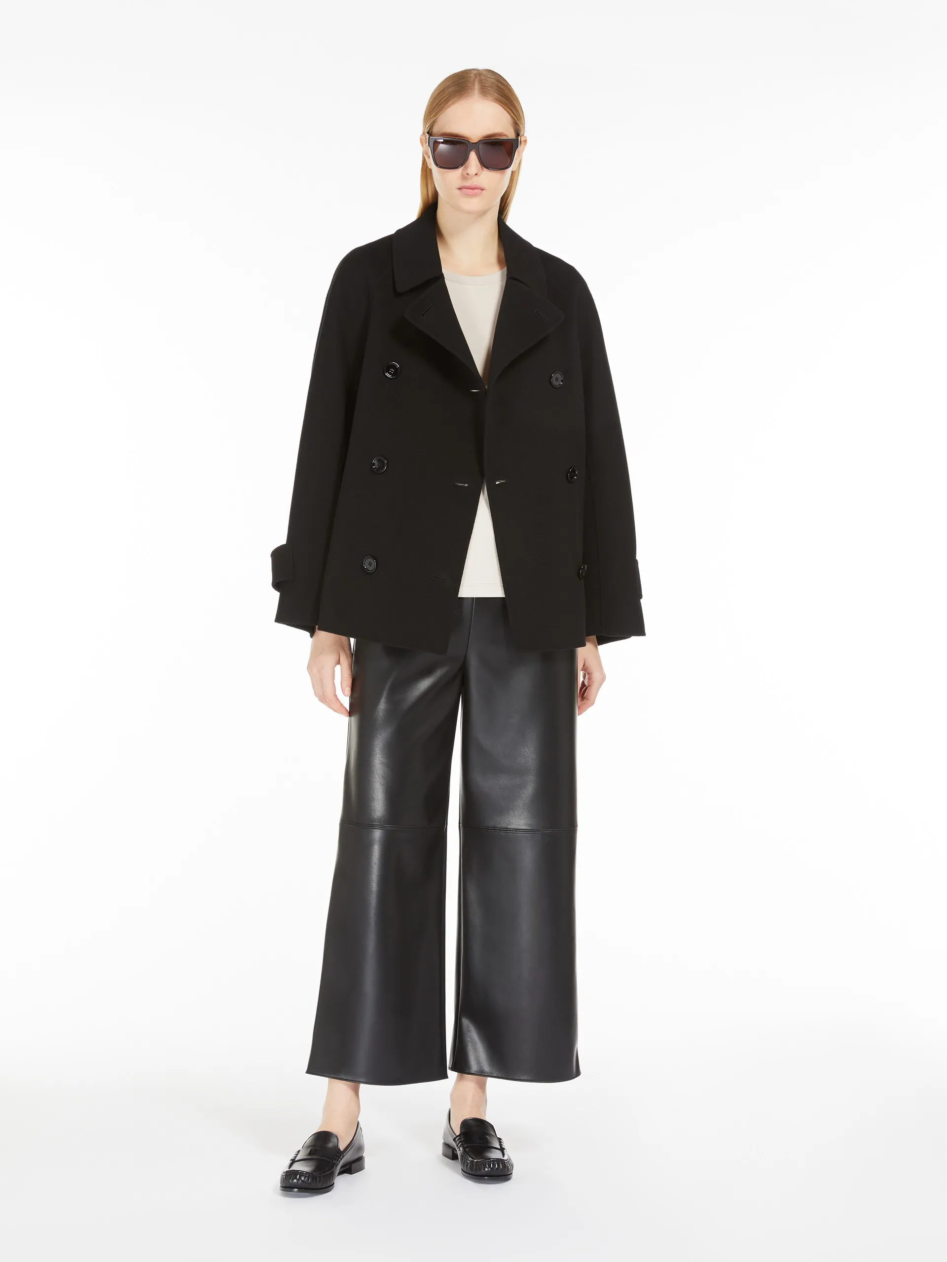 Trench-coat court en laine