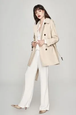 Trench-coat mi-long pour femme à double boutonnage