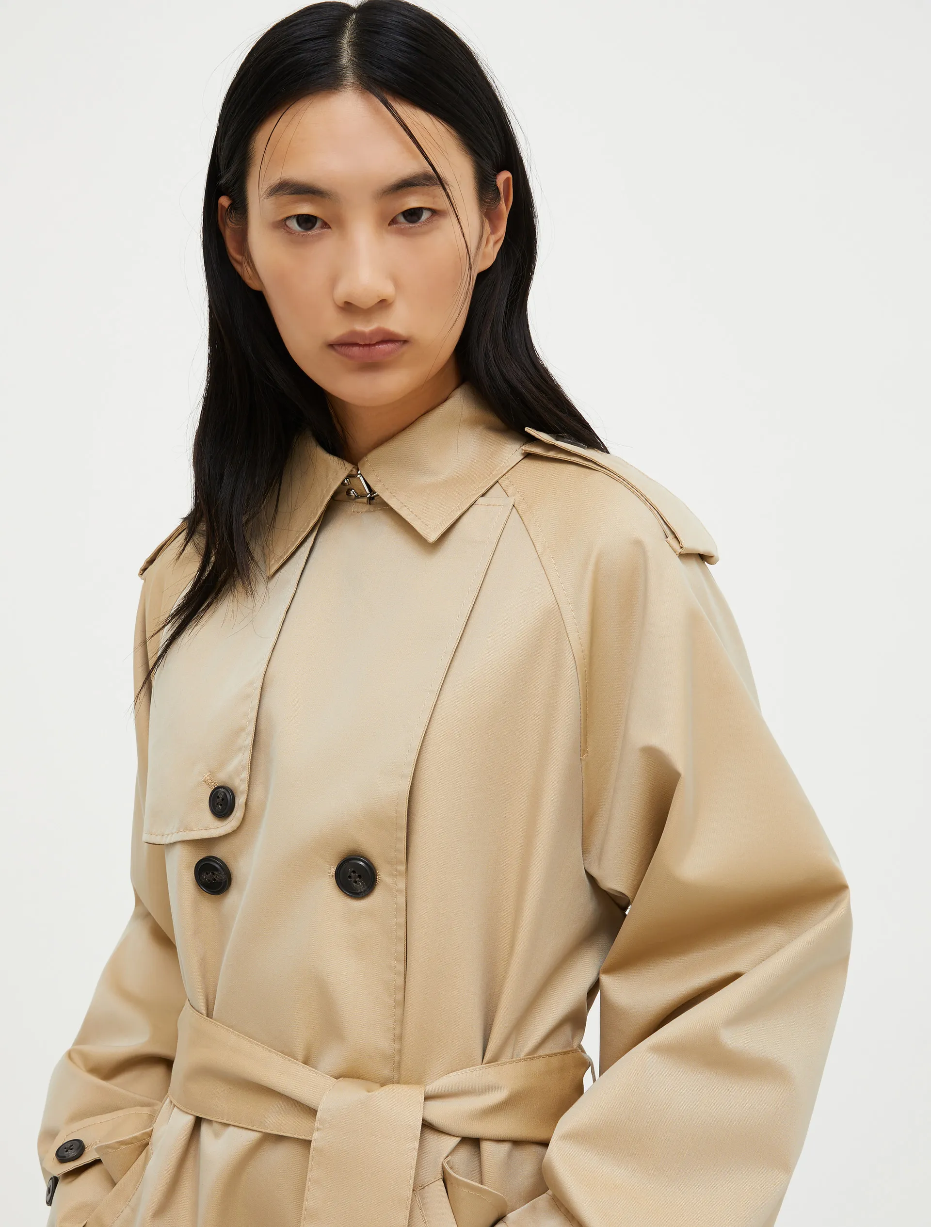 Trench-coat oversize en gabardine