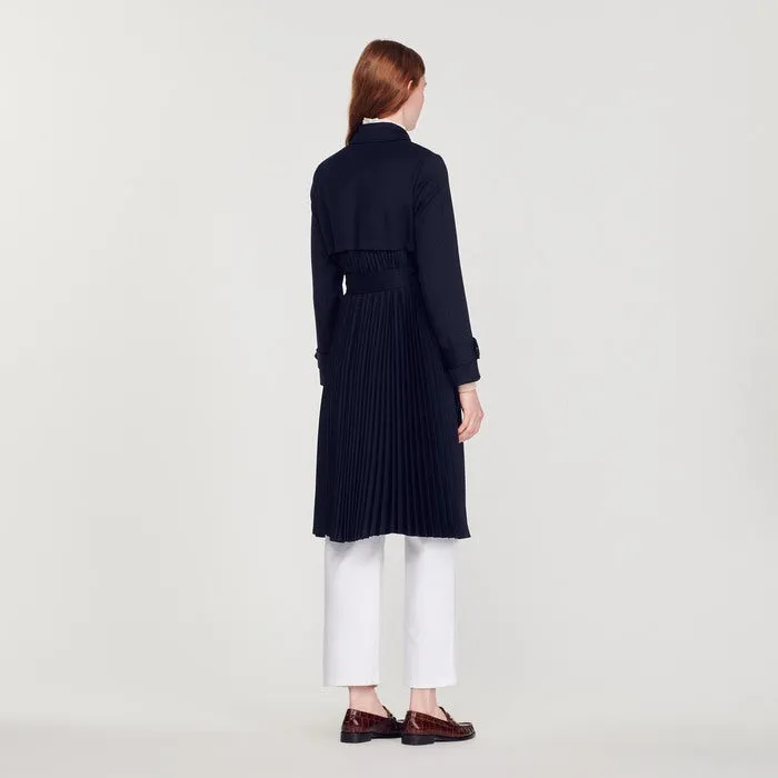 Trench-coat à empiècement plissé