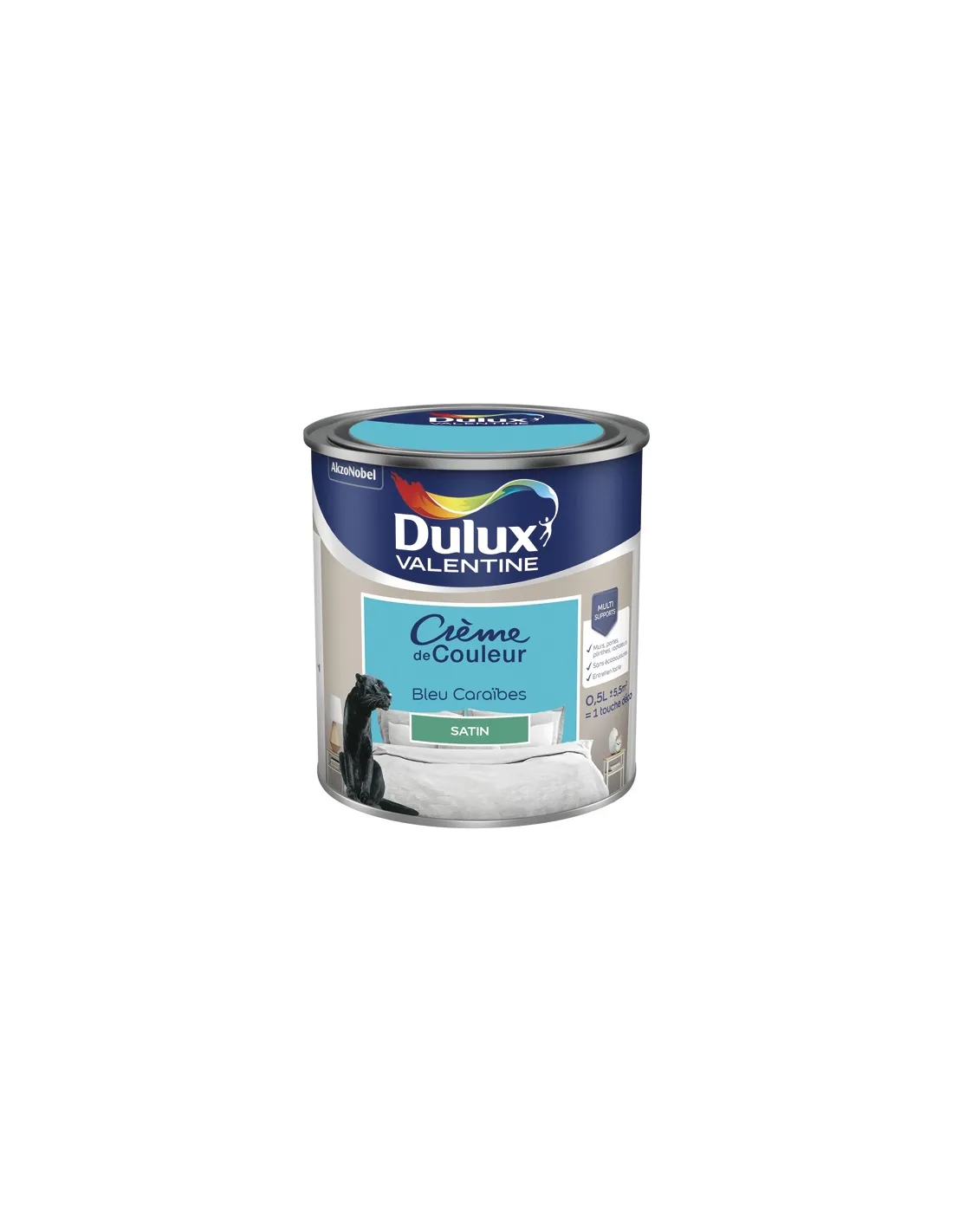 Valentine crème de couleur satin 0.5l bleu caraibes - DULUX VALENTINE - 765934