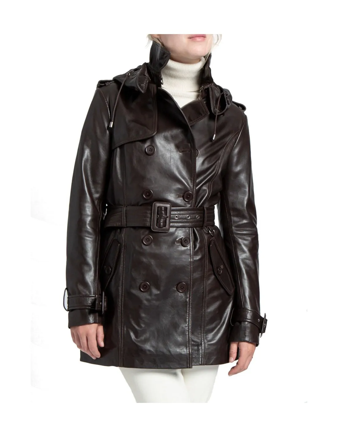 Veste trench cuir Giorgio Cuirs ref 50589 Chocolat